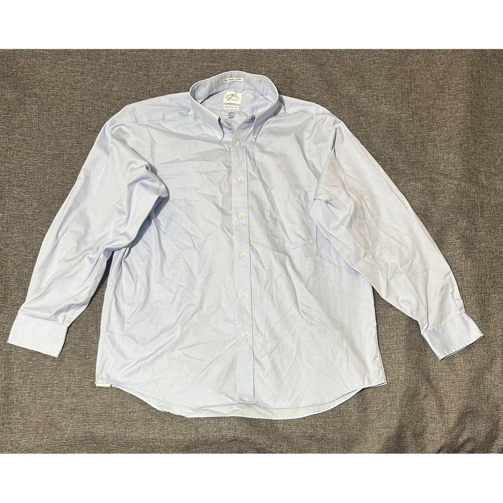Eagle Shirtmakers Regular Fit Men's 17 1/2 34/35‎ Light Blue Long Sleeve Shirt